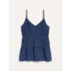 Old Navy Dark Wash Blue Tiered Chambray Cami Tank Top - Large - NWT